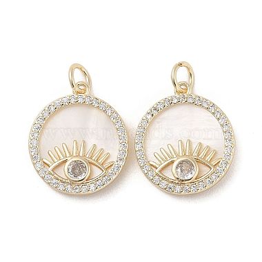 Golden Clear Eye Brass+Cubic Zirconia+Shell Pendants