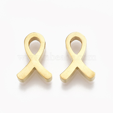 Golden Awareness Ribbon Stainless Steel Charms