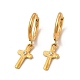 Crystal Rhinestone Cross Dangle Hoop Earring & Pendant Nacklace(SJEW-P002-03G)-2