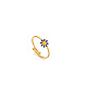 Daisy 304 Stainless Steel Enamel Open Cuff Rings for Women(RJEW-M061-01G-03)-1