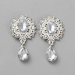 Alloy Rhinestone Cabochons, Oval & Teardrop, Crystal, 48x25.5x5.5mm(FIND-WH0148-380A)
