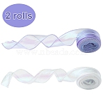 2 Rolls 2 Colors Polycooton Ribbon, Iridescent Ribbon for Bowknot, Flower, Gift Decoration, Mixed Color, 1-5/8 inch(40mm), about 9.84 Yards(9m)/Roll, 1roll/color(OCOR-YW0001-18C)
