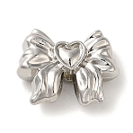 Rack Plating Alloy Beads, Cadmium Free & Nickel Free & Lead Free, Bowknot, Platinum, 11x14.5x4.5mm, Hole: 1.8mm(PALLOY-P304-01B-P)