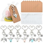 12Pcs 6 Styles Alloy & Glass Pearl Pendants Decoration, with Zinc Alloy Swivel Lobster Claw Clasps, Angel, Antique Silver & Platinum, 62mm, 2pcs/style(HJEW-CJD00002)