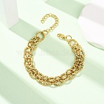 Hammered 304 Stainless Steel Oval Link Chain Bracelets for Women, Golden, 6.69 inch(17cm)(BJEW-F536-03G)
