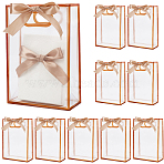 12Pcs Rectangle Plastic Gift Bags, Candy Tote for Birthday, Wedding, with 23M Stain Ribbon, BurlyWood, 26x18x0.2cm(ABAG-SP0001-07B)