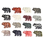 Natural & Synthetic Mixed Gemstone Carved Pendants, Zuni Bear Charms, 30~32.5x46~47x6~8mm, Hole: 1mm(GG-CBA3958-02)