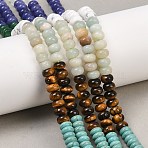 Natural Flower Amazonite & Dyed White Jade & Tiger Eye & Howlite & Quartz Crystal & Synthetic Turquoise Beads Strands, Rondelle, Mixed Color, 6x4mm, Hole: 1mm, about 95pcs/strand, 15.31''(38.9cm)(G-Z135-C06)