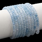Natural Aquamarine Beads Strands, Faceted, Rondelle, 4x2.5mm, Hole: 0.7mm, about 155pcs/strand, 15.75''(40cm)(G-P629-B01-01)