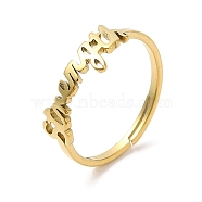 Ion Plating(IP) 304 Stainless Steel Word Adjustable Ring, Real 18K Gold Plated, Inner Diameter: 17mm(RJEW-L107-019G)