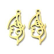 201 Stainless Steel Pendants, Laser Cut, Abstract Human Face Charm, Golden, 20x9x1mm, Hole: 1.2mm(STAS-K269-01A-G)