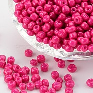 Baking Paint Glass Seed Beads, Camellia, 6/0, 4~5x3~4mm, Hole: 1~2mm, about 4500pcs/bag(SEED-S003-K5)