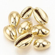 Plated Cowrie Shell Pendants, Gold, 14~20x9~14x7~10mm, Hole: 1mm(X-SSHEL-Q305-02A-01)