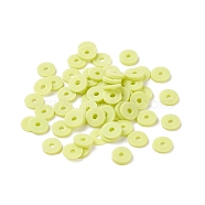 Handmade Polymer Clay Beads, for DIY Jewelry Crafts Supplies, Disc/Flat Round, Heishi Beads, Green Yellow, 6~6.5x1mm, Hole: 1.6~1.8mm, about 9500~13250pcs/500g(CLAY-XCP0001-21A-03)