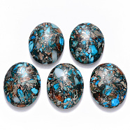 Synthetic Gold Line Imperial Jasper Cabochons, Dyed, Oval, Deep Sky Blue, 40x30x7.5~8.5mm(G-R457-02A)