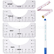 6Pcs Measurement Sewing Tailor Craft, PU Iron Soft Tape Measure & Disappearing Ink Fabric Marker Pen & PVC Multifunction Rulers, White, 12.5x0.5mm, 1.5m/roll, 1pc/bag(TOOL-SZ0001-17)