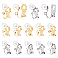 20Pcs 2 Colors 304 Stainless Steel Clip-on Earring Findings with Imitation Pearl Plastic Beaded, with Loops, Golden & Stainless Steel Color, Bead: 6mm, 10Pcs/color(STAS-UN0054-72)