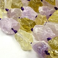 Nuggets Natural Lemon Quartz and Amethyst Beads Strands, 17~38x16~30mm, Hole: 2mm, about 14~15pcs/strand, 15.7 inch(G-N0135-09)
