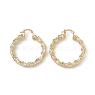 Rack Plating Brass Hoop Earrings for Women, Long-Lasting Plated, Lead Free & Cadmium Free, Twist Ring, Real 18K Gold Plated, 44x39x5mm, Pin: 1~2x0.7mm(EJEW-A088-17G)