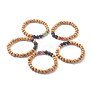 Natural Wood Beads Stretch Bracelets, with Natural Mixed Gemstone Beads, Round, Inner Diameter: 2-3/8 inch(5.9cm)(BJEW-JB06595)