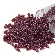 TOHO Round Seed Beads, Japanese Seed Beads, Matte, (332F) Cranberry Gold Luster, 8/0, 3mm, Hole: 1mm, about 1110pcs/50g(SEED-XTR08-0332F)