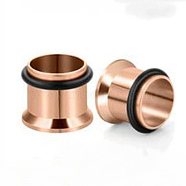316 Surgical Stainless Steel Screw Ear Gauges Flesh Tunnels Plugs, Rose Gold, 1/4 inch(6mm)(X-STAS-YWC0001-01A-RG)