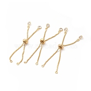 Adjustable Brass Glass Slider Bracelets, Box Chains for Link Bracelet Making, Real 18K Gold Plated, 5-5/8 inch(14.3cm), 1mm(X-KK-A178-05G)