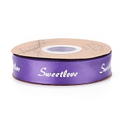 Polyester Grosgrain Ribbons, with Word Sweet Love, for Gifts Wrapping Party, Dark Violet, 1 inch(25mm), 45m/Roll(SRIB-H039-A07)