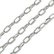 Tarnish Resistant 304 Stainless Steel Oval Link Chains, Paperclip Chains, Unwelded, with Spool, Stainless Steel Color, 7x4x1mm, about 32.81 Feet(10m)/Roll(CHS-K018-08P)