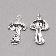 Tibetan Style Alloy Pendants, Mushroom, Antique Silver, 28x17.5x3mm, Hole: 2mm(PALLOY-WH0001-22)