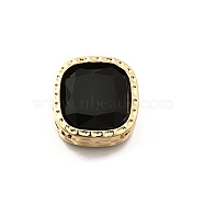 Brass Glass Beads, Square, Real 18K Gold Plated, 18x18x9mm, Hole: 1.6mm(KK-M318-04G)