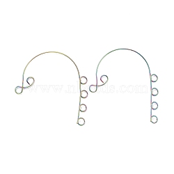 Rainbow Color 316 Stainless Steel Ear Cuff Findings, Non Piercing Earring Findings with 6 Loop, 59x46x0.5mm, Hole: 4mm(STAS-H148-04M)