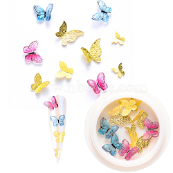 Nail Art Decoration Accessories, with Resin & Golden Tone Brass Cabochons, Butterfly, Golden, 5~10.5x5.5~10.5x1~3.5mm, 10pcs/box(X-MRMJ-Q087-005G)