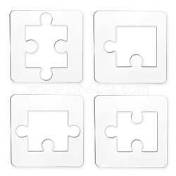 Acrylic Earring Handwork Template, Card Leather Cutting Stencils, Square, Clear, Puzzle Pattern, 152x152x4mm, 4 styles, 1pc/style, 4pcs/set(TOOL-WH0152-026)