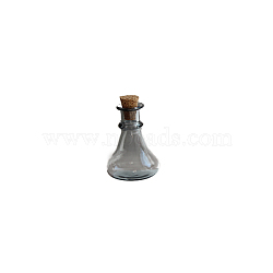 Miniature Glass Empty Wishing Bottles, with Cork Stopper, Micro Landscape Garden Dollhouse Accessories, Photography Props Decorations, Silver, 22x27mm(BOTT-PW0006-01C)