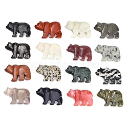 Natural & Synthetic Mixed Gemstone Carved Pendants, Zuni Bear Charms, 30~32.5x46~47x6~8mm, Hole: 1mm(GG-CBA3958-02)