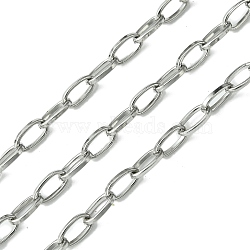 304 Stainless Steel Oval Link Chains, Paperclip Chains, Unwelded, with Spool, Stainless Steel Color, 7x4x1mm, about 32.81 Feet(10m)/Roll(CHS-K018-08P)