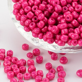 Baking Paint Glass Seed Beads, Camellia, 6/0, 4~5x3~4mm, Hole: 1~2mm, about 4500pcs/bag