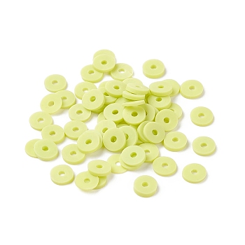 Handmade Polymer Clay Beads, for DIY Jewelry Crafts Supplies, Disc/Flat Round, Heishi Beads, Green Yellow, 6~6.5x1mm, Hole: 1.6~1.8mm, about 9500~13250pcs/500g