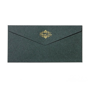 Vintage Retro Gold Foil Western Style Paper Envelope, Word Thank You, Black, 22x10.9cm