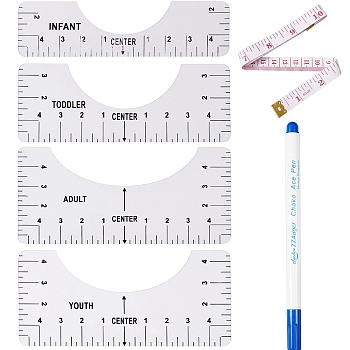 6Pcs Measurement Sewing Tailor Craft, PU Iron Soft Tape Measure & Disappearing Ink Fabric Marker Pen & PVC Multifunction Rulers, White, 12.5x0.5mm, 1.5m/roll, 1pc/bag