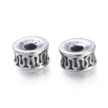304 Stainless Steel Beads, Column, Antique Silver, 7.5x4.5mm, Hole: 2.5mm