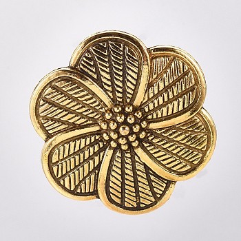 Tibetan Style Alloy Flower Pendants, Antique Golden, 36x33x5mm, Hole: 4.5mm