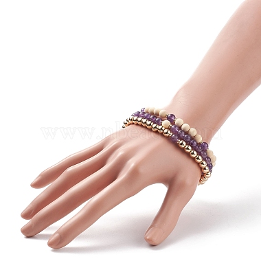 Ensemble de bracelets extensibles en perles de style bois naturel(BJEW-JB08497)-3