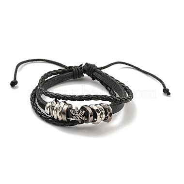 PU Imitation Leather Cord Triple Layer Multi-strand Bracelets(BJEW-P329-04AS)-2