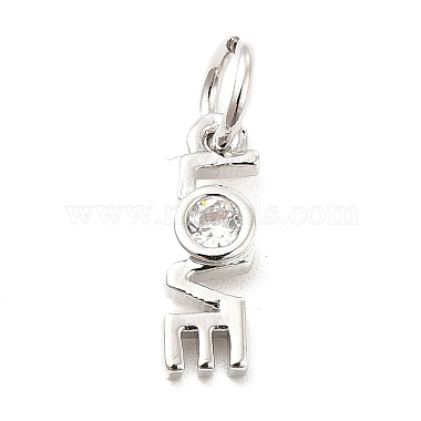 Real Platinum Plated Clear Word Brass+Cubic Zirconia Charms