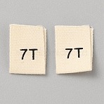 Cotton Sewing Size Label, Craft Labels, for Clothing Sewing, Rectangle with Number, 7, 35x12~13x0.3mm, 200pcs/bag(DIY-WH0578-36F)