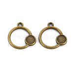 Tibetan Style Alloy Pendant Cabochon Settings, Cadmium Free & Lead Free, Ring, Antique Bronze, Tray: 5.5mm, 18x17x2mm, Hole: 1.8mm(PALLOY-N160-031AB)