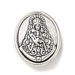 Alloy Slide Charms, Slider Beads, For Leather Cord Bracelets Making, Oval, Antique Silver, 27x21x7mm, Hole: 12x3mm, about 180pcs/1000g(FIND-E051-11AS)
