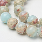 Synthetic Aqua Terra Jasper Beads Strands, Impression Jasper, Round, 4mm, Hole: 1mm, about 88pcs/strand, 15.7 inch(X-G-P237-02-4mm)
